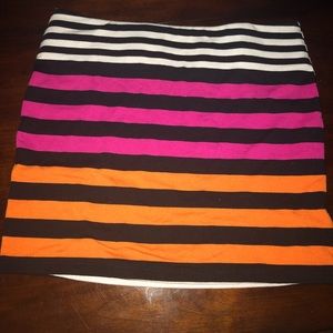 Orange pink black stretch skirt